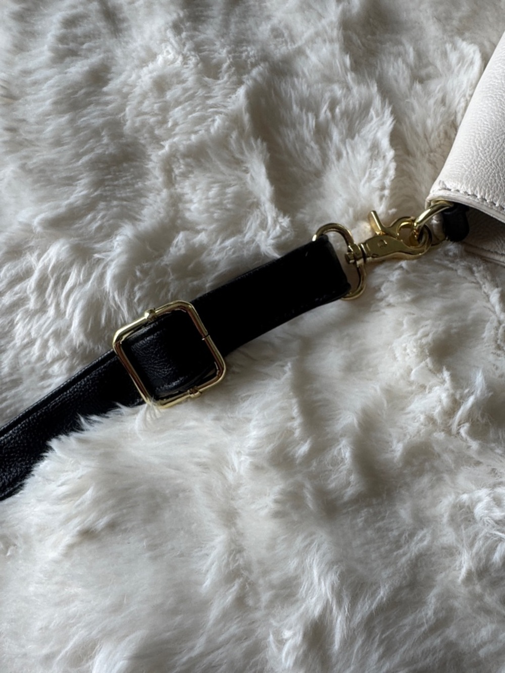 Betsy Johnson Cream and Black Striped Tote with Gold Bow Accent - Picture 8 of 9